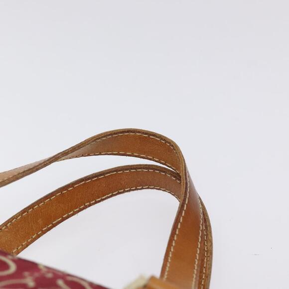 CELINE C Macadam Canvas Hand Bag Red Gold - Picture 8 of 13